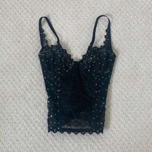 Gorgeous sequins corset top with lace detail and mesh back
